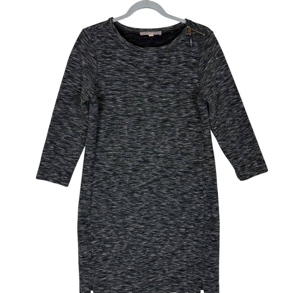 Ann Taylor LOFT Sweater Dress Women's Small Gray Knit Shoulder Zip Pullover‎